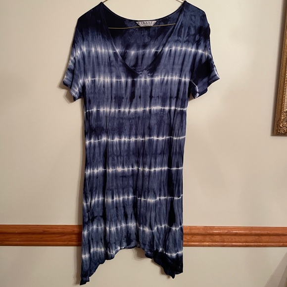 Blue and White Tie Dye Dress - Picture 1 of 4